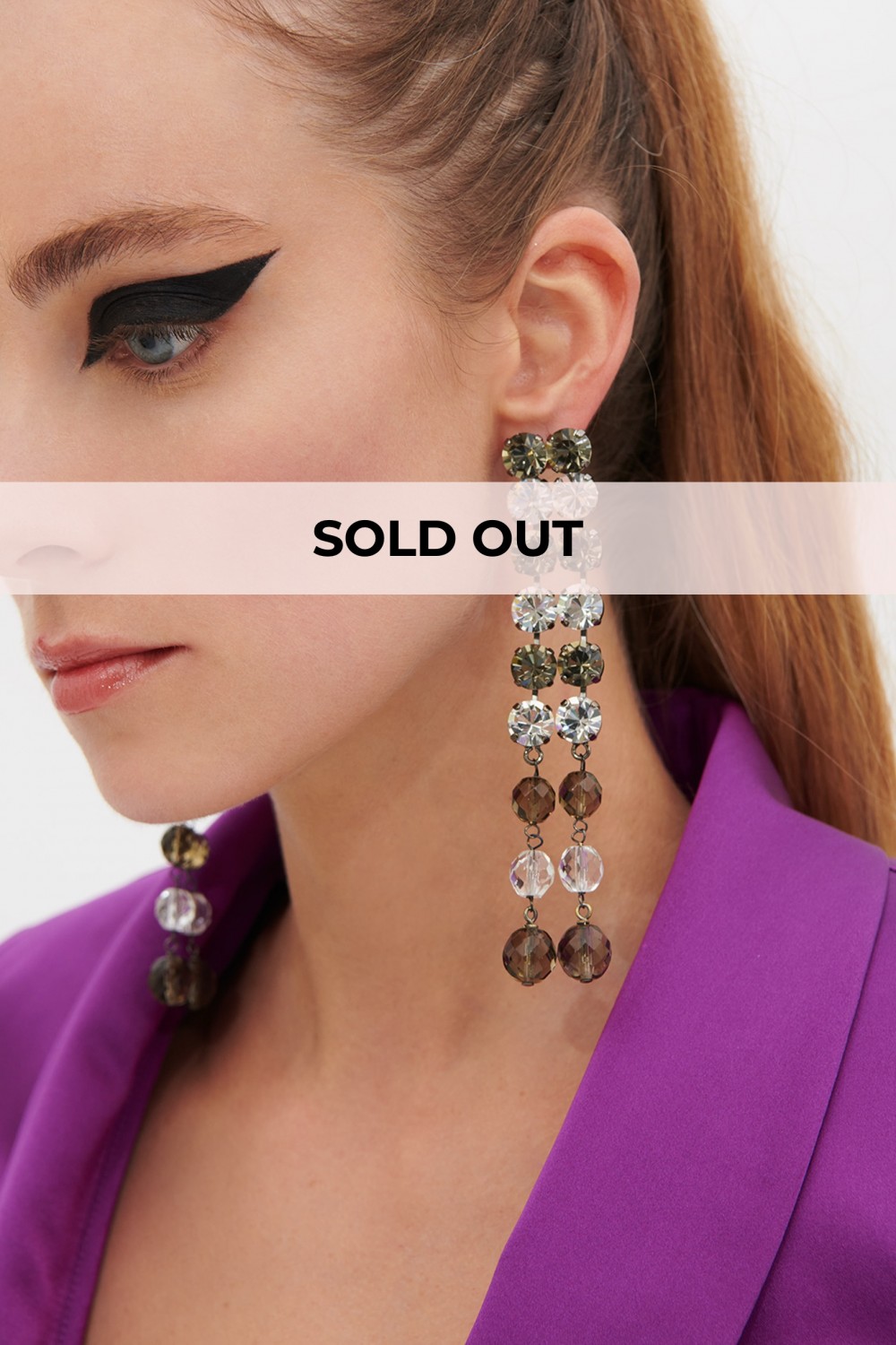 Metal and rhinestone drop earrings 