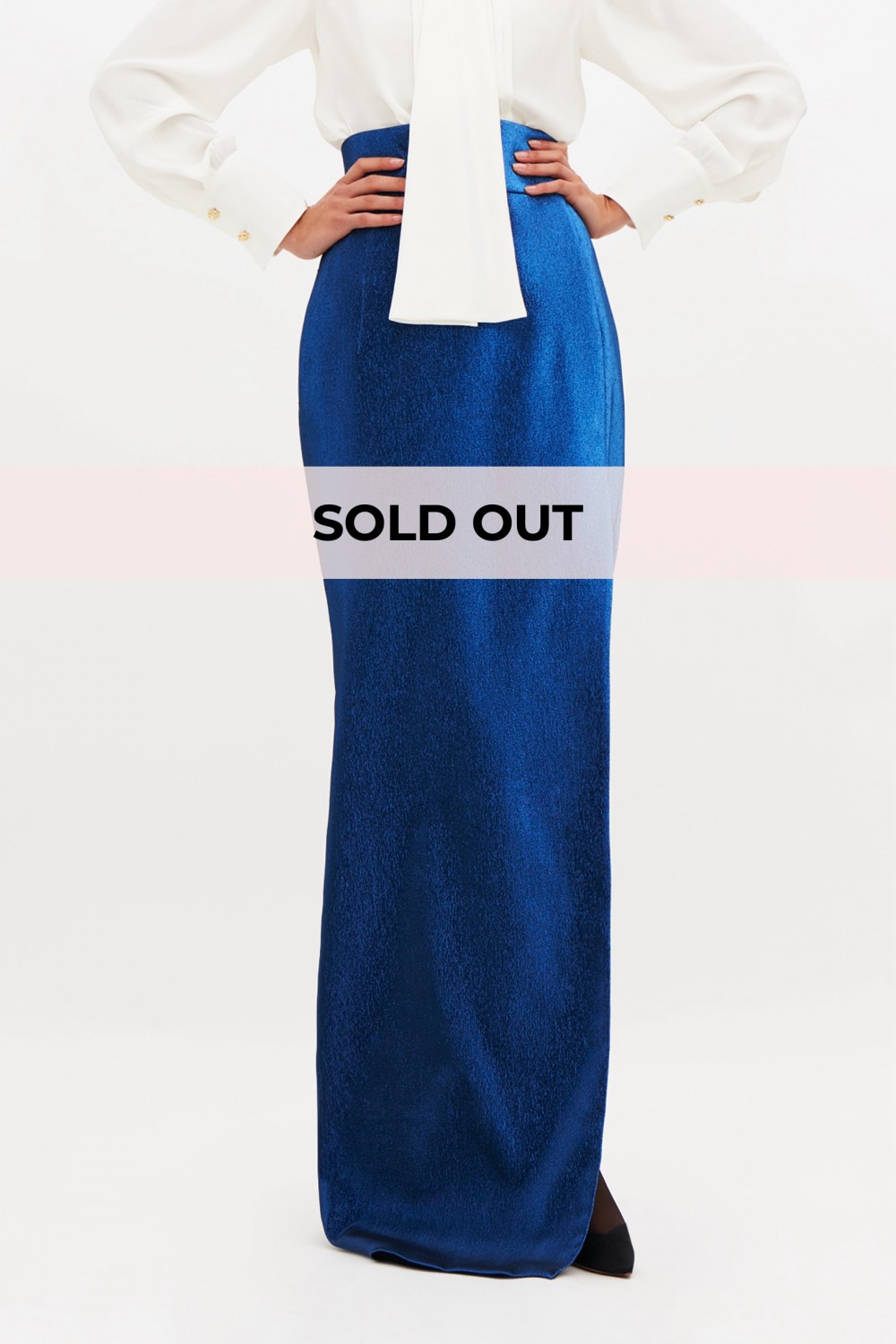 High-waisted lamé skirt