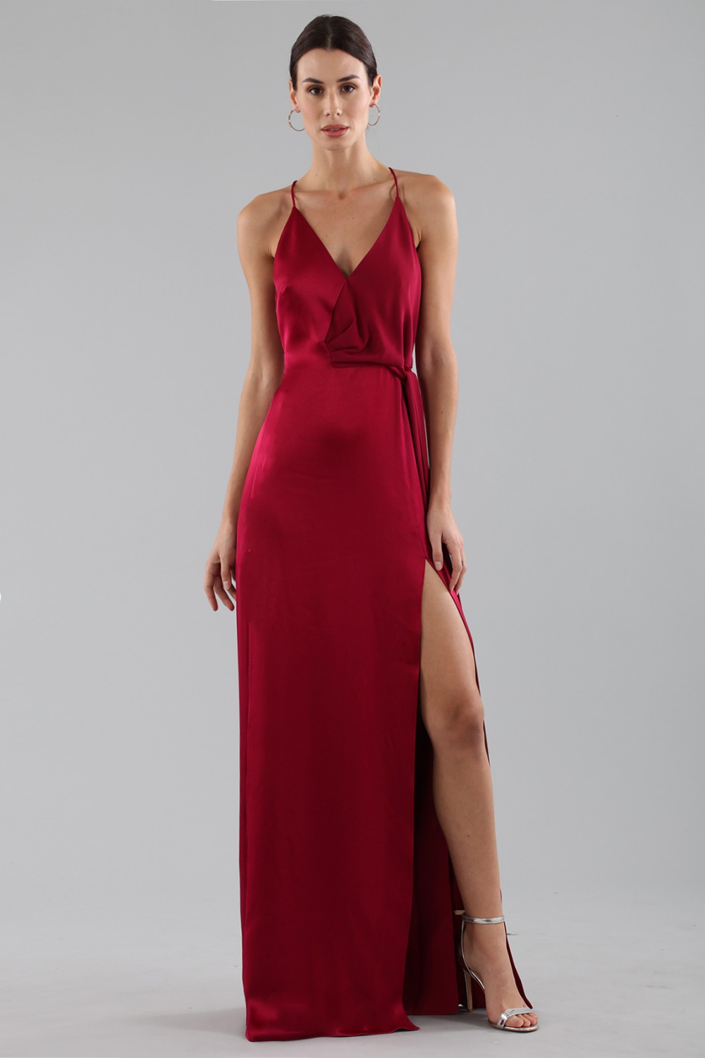 Noleggia Online Cherry Red Satin Dress By Halston Heritage By Halston 
