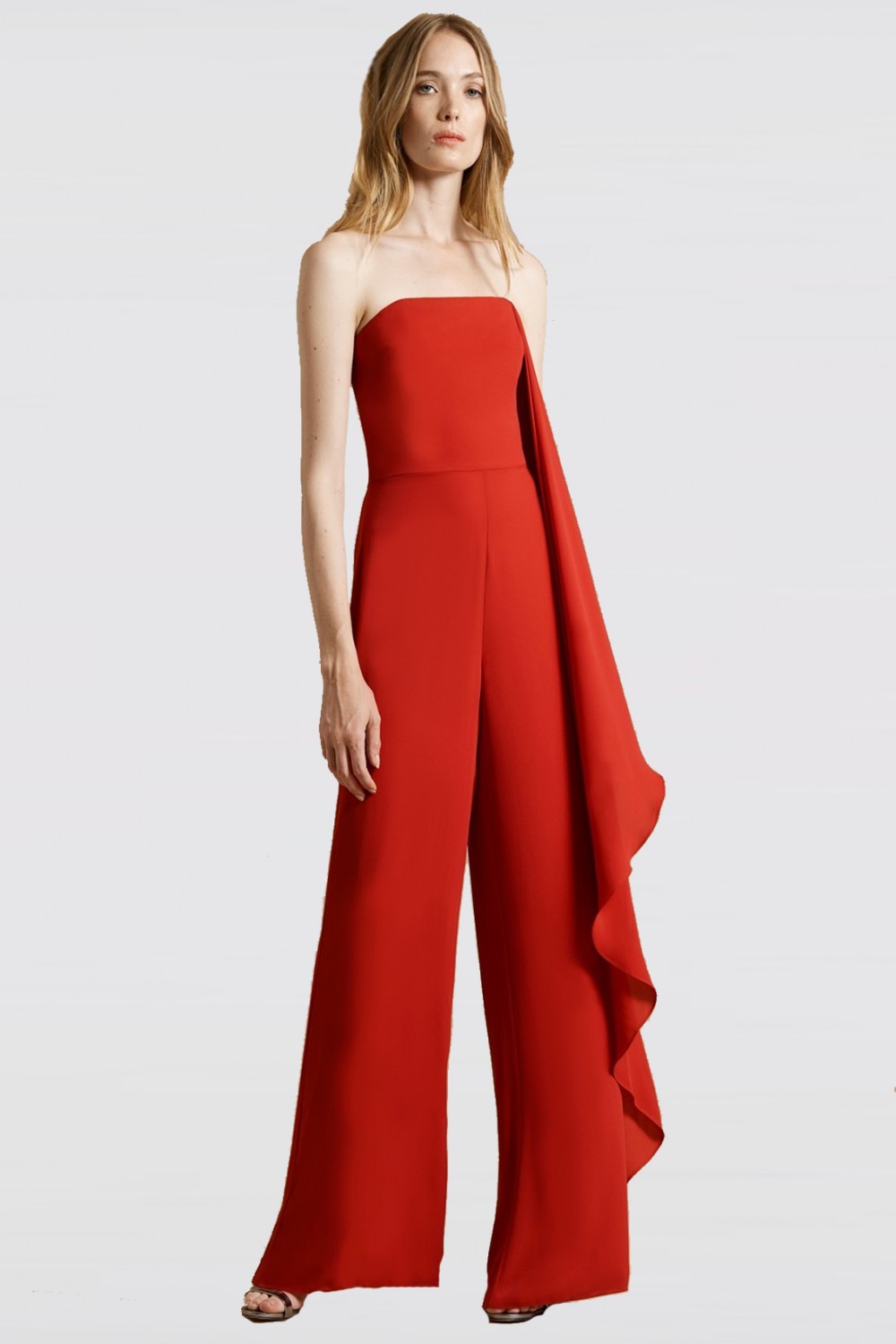 Noleggia online Red bustier jumpsuit by Halston | Drexcode