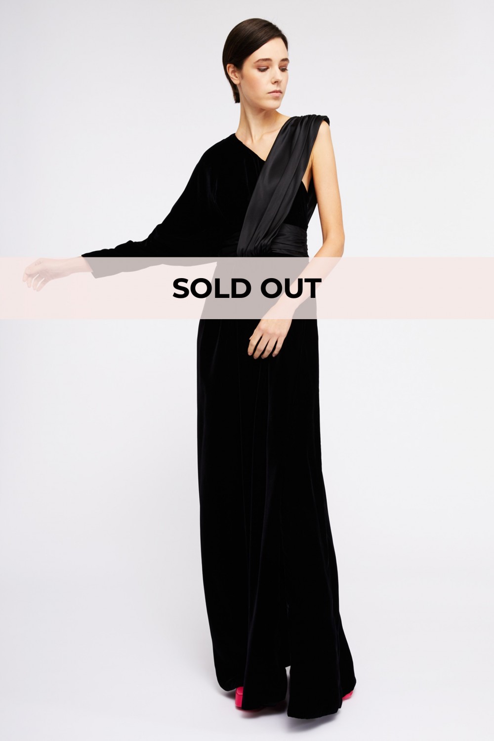 One shoulder velvet dress