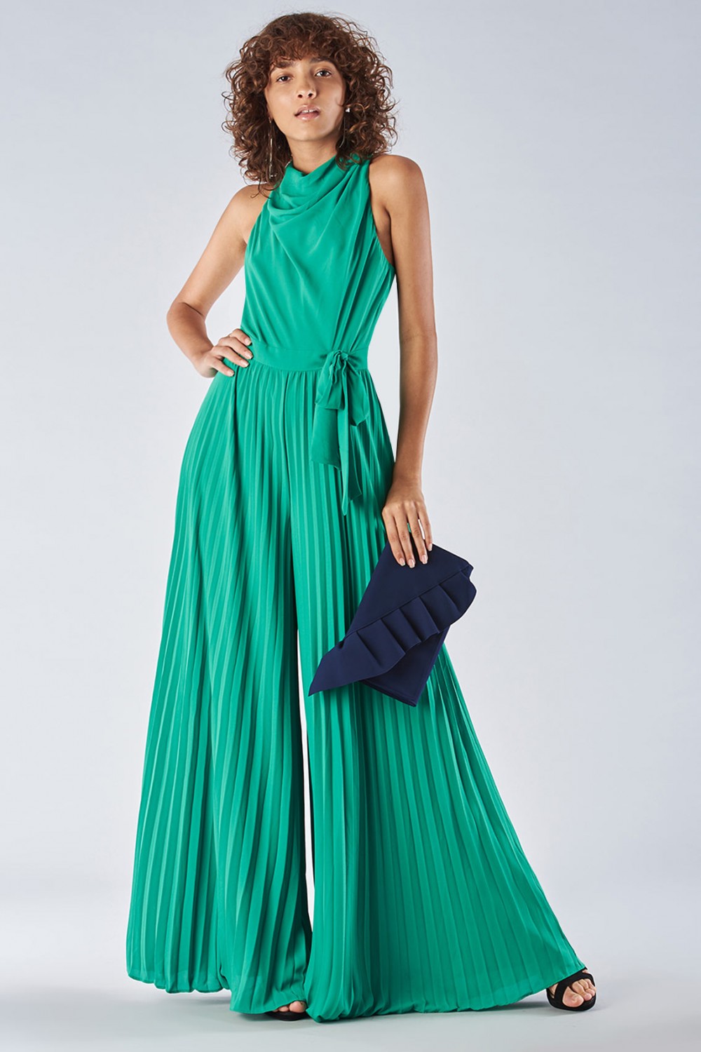 Jumpsuit with pleated leg