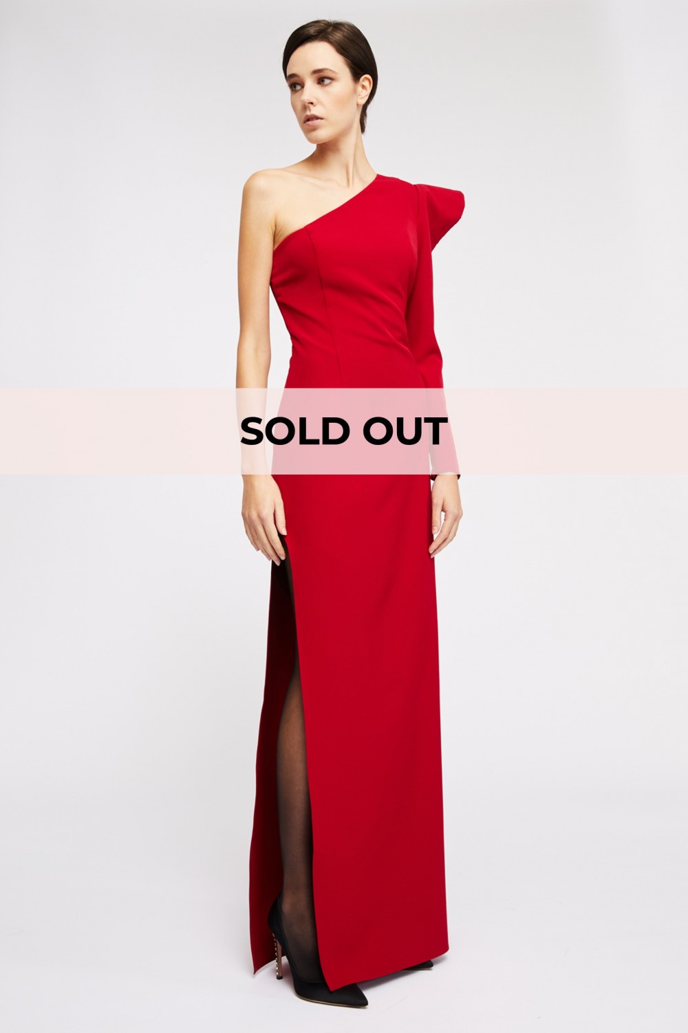 One shoulder red dress