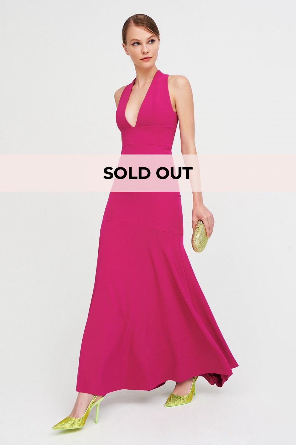 Fuchsia fitted long dress 