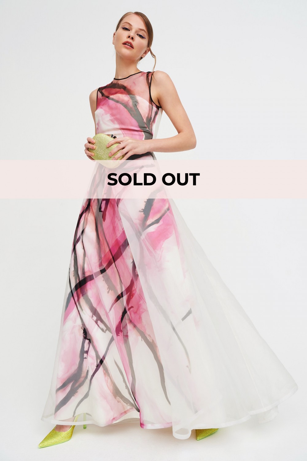 Dress with pink and black pattern