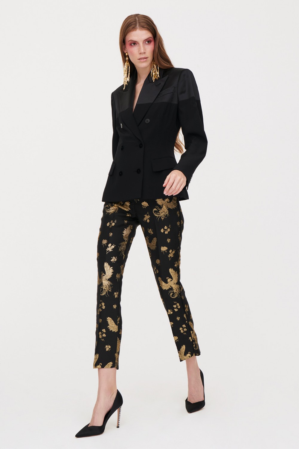 Golden printed trousers