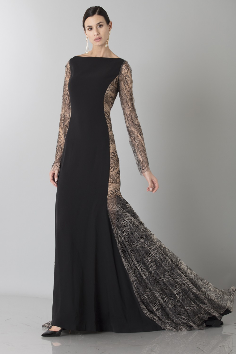 Long dress with side transparencies
