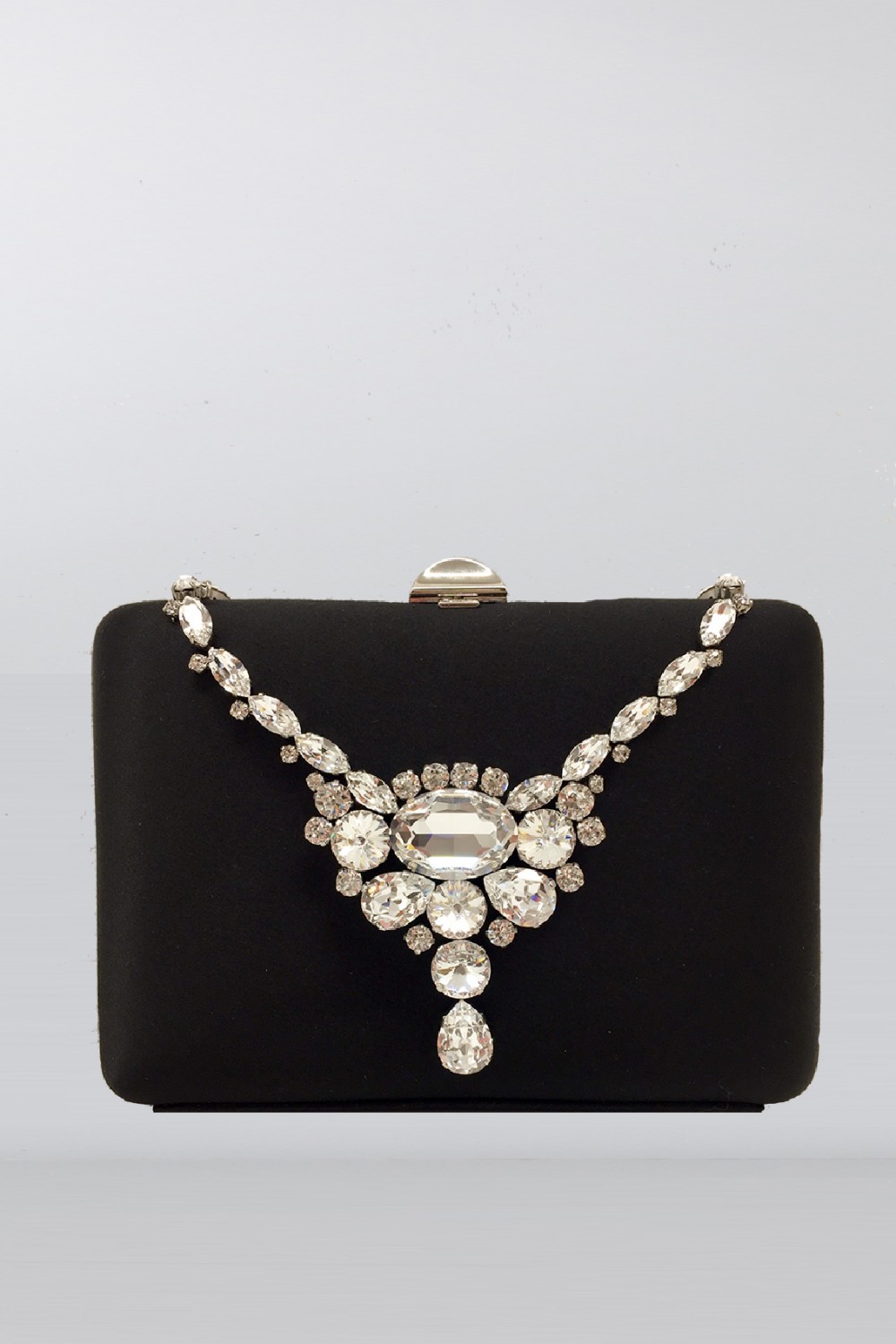 Black clutch with necklace