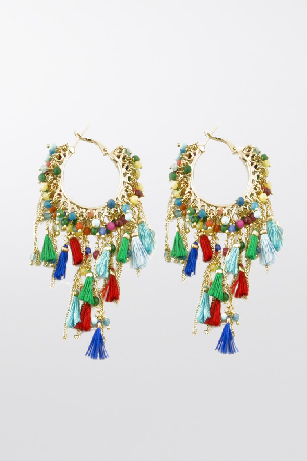 Earrings with coloured beads