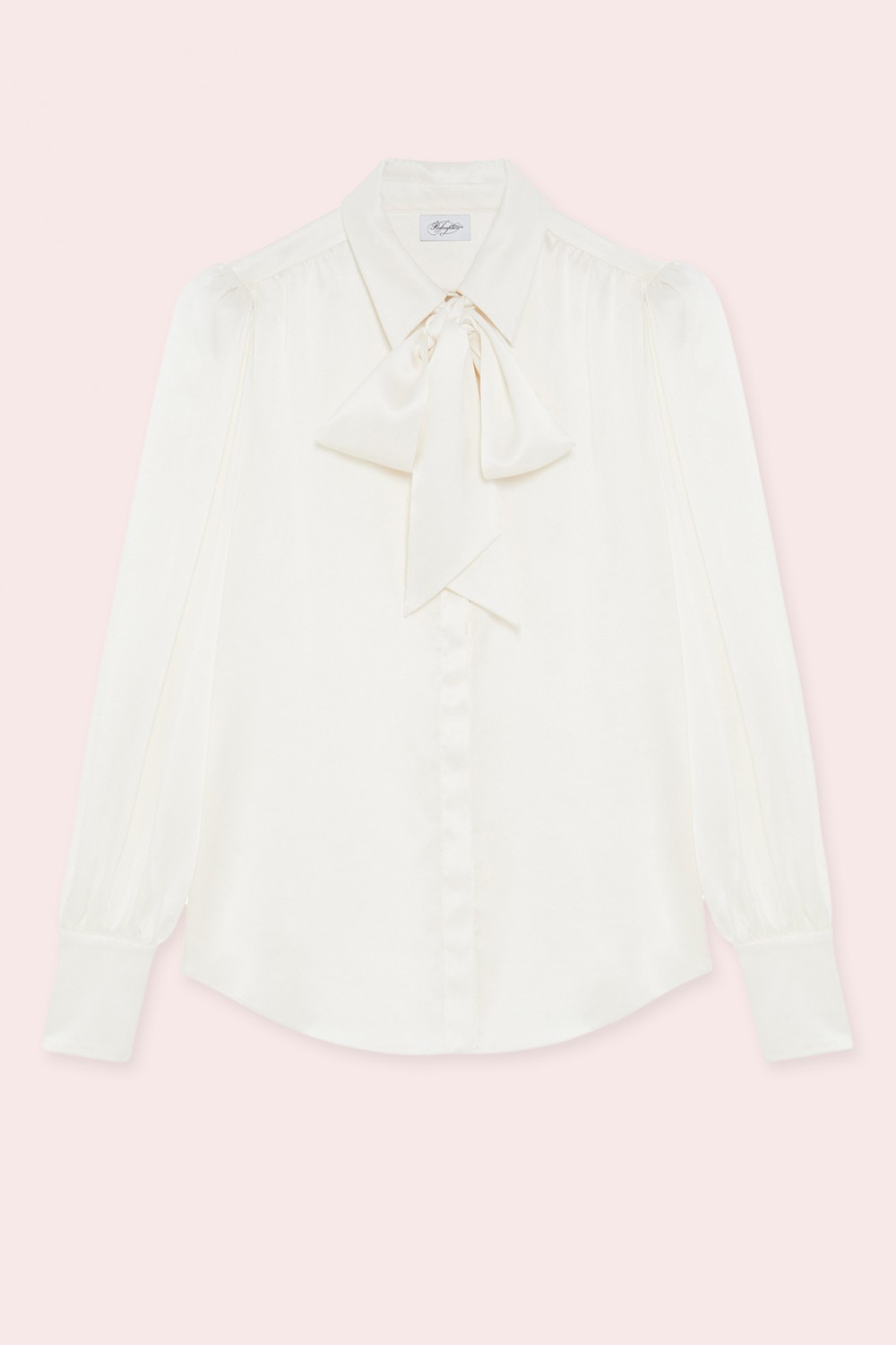 Camicia bianca in seta con fiocco
