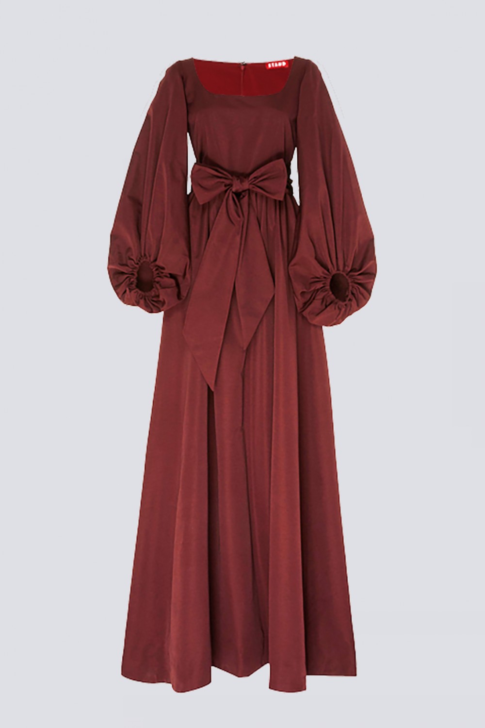 Long burgundy dress with bow