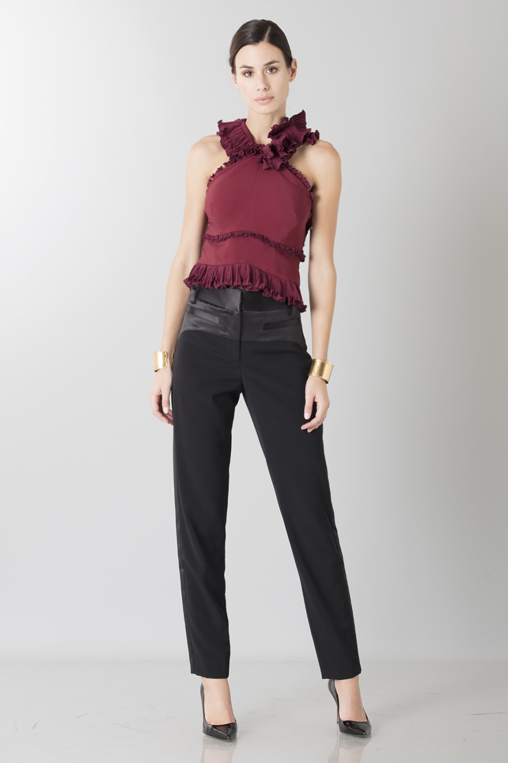 Bordeaux top with ruffles