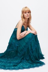 Drexcode - Green dress with lace embroidery and worked neckline - Catherine Deane - Rent - 3