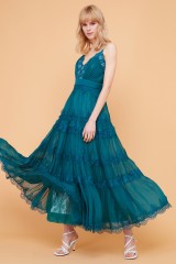 Drexcode - Green dress with lace embroidery and worked neckline - Catherine Deane - Rent - 5