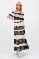 Drexcode - Striped lace off shoulder dress - Alice+Olivia - Rent - 1