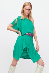 Drexcode - Green dress with asymmetrical sleeves - Halston - Sale - 7
