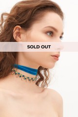 Drexcode - Blue velvet choker with multicolor crystals - Almarow - Sale - 1