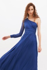 Drexcode - One-shoulder blue dress with long sleeve - Cristallini - Rent - 3