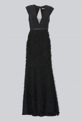 Drexcode - Black dress with finished skirt and V cut to the back - Halston - Rent - 2