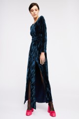 Drexcode - Blue velvet dress with slit - Jessica Choay - Sale - 1