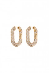 Drexcode - Golden oval earrings with zircons - Luv Aj - Sale - 1