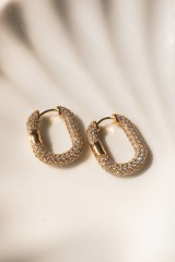 Drexcode - Golden oval earrings with zircons - Luv Aj - Sale - 2