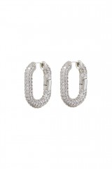 Drexcode - Silver oval earrings with zircons - Luv Aj - Sale - 1