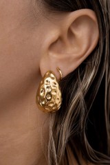 Drexcode - Golden hammered drop earrings - Luv Aj - Sale - 5