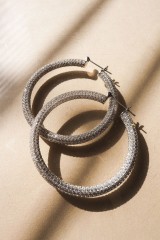 Drexcode - Silver hoop earrings with zircons - Luv Aj - Sale - 3