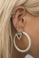 Drexcode - Silver hoop earrings with zircons - Luv Aj - Sale - 5