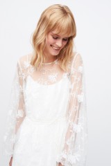 Drexcode - Long floral tulle dress with long sleeves, - ML - Monique Lhuillier - Rent - 2