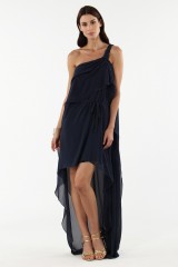 Drexcode - Asymmetric blue silk dress - Alberta Ferretti - Sale - 1
