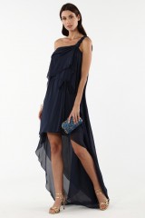 Drexcode - Asymmetric blue silk dress - Alberta Ferretti - Sale - 4