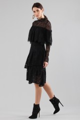 Drexcode - Short black dress with flounces and cape sleeves - Perseverance - Sale - 4