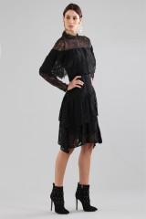 Drexcode - Short black dress with flounces and cape sleeves - Perseverance - Sale - 7