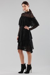 Drexcode - Short black dress with flounces and cape sleeves - Perseverance - Sale - 6