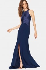 Drexcode - Blue dress with structured top - Halston - Sale - 8