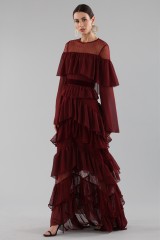 Drexcode - Long burgundy dress with ruffles - Perseverance - Sale - 4