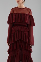 Drexcode - Long burgundy dress with ruffles - Perseverance - Sale - 5