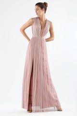 Drexcode - Long pink dress with deep neckline - Cristallini - Rent - 2