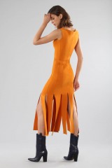 Drexcode - Orange knee-length dress with fringe - Chiara Boni - Sale - 6