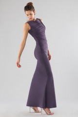 Drexcode - Plum dress with drapes - Chiara Boni - Rent - 4
