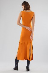 Drexcode - Orange knee-length dress with fringe - Chiara Boni - Sale - 4
