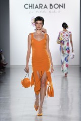 Drexcode - Orange knee-length dress with fringe - Chiara Boni - Sale - 5