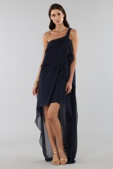 Drexcode - Asymmetric blue silk dress - Alberta Ferretti - Rent - 2