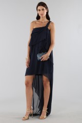 Drexcode - Asymmetric blue silk dress - Alberta Ferretti - Sale - 5