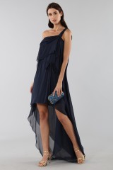 Drexcode - Asymmetric blue silk dress - Alberta Ferretti - Sale - 3