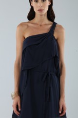 Drexcode - Asymmetric blue silk dress - Alberta Ferretti - Sale - 10
