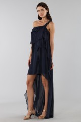 Drexcode - Asymmetric blue silk dress - Alberta Ferretti - Sale - 8