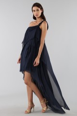 Drexcode - Asymmetric blue silk dress - Alberta Ferretti - Sale - 7